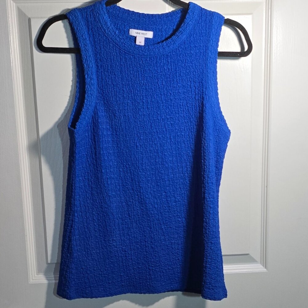 Women's Sleeveless Textured Top Blue, M